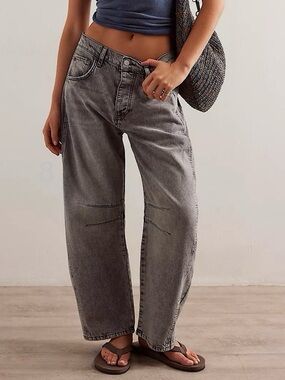 Free People Barrel Jeans Falcon Gray w 29 We The Free Good Luck